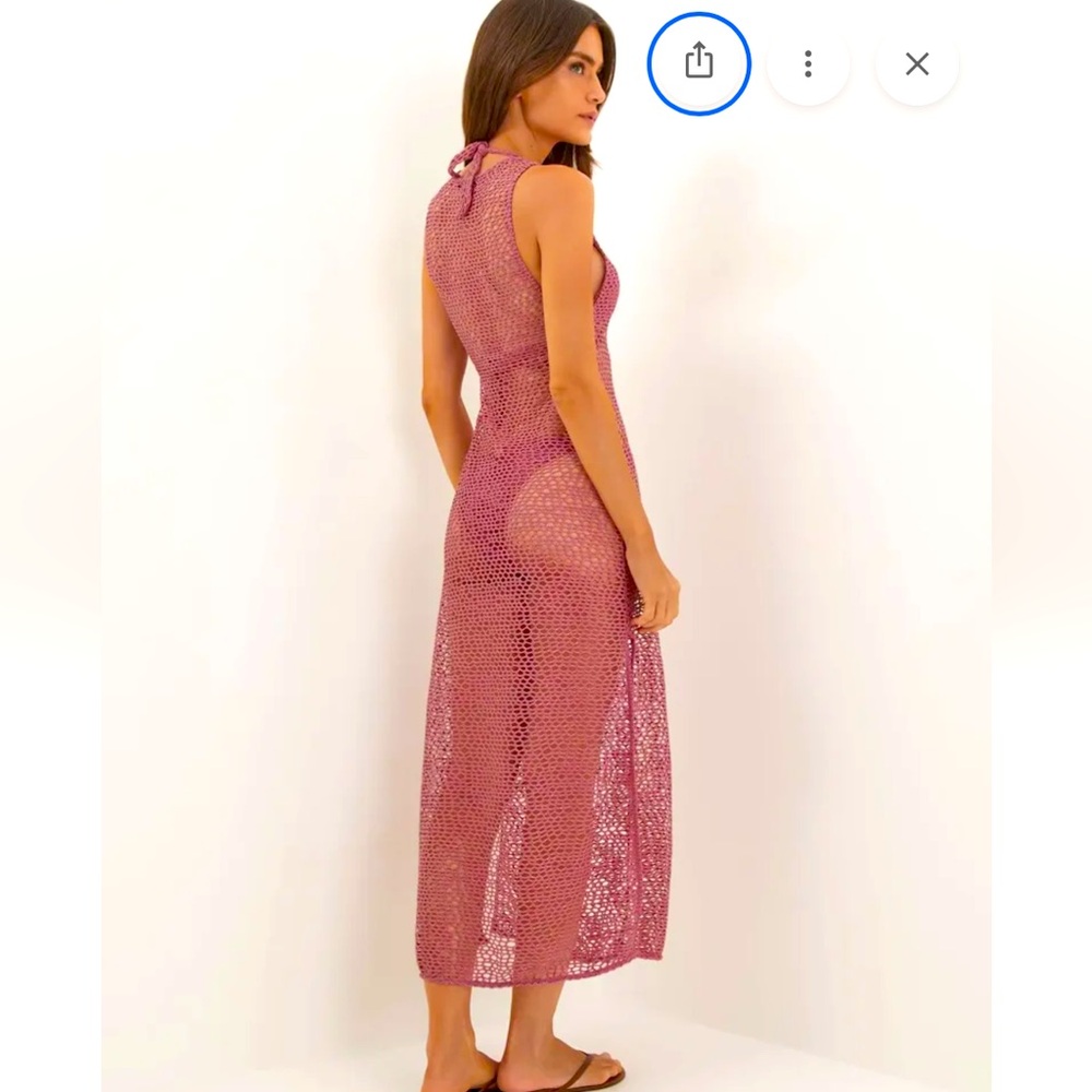 NWT Vix women's solid twist long cover-up pink metallic . Small